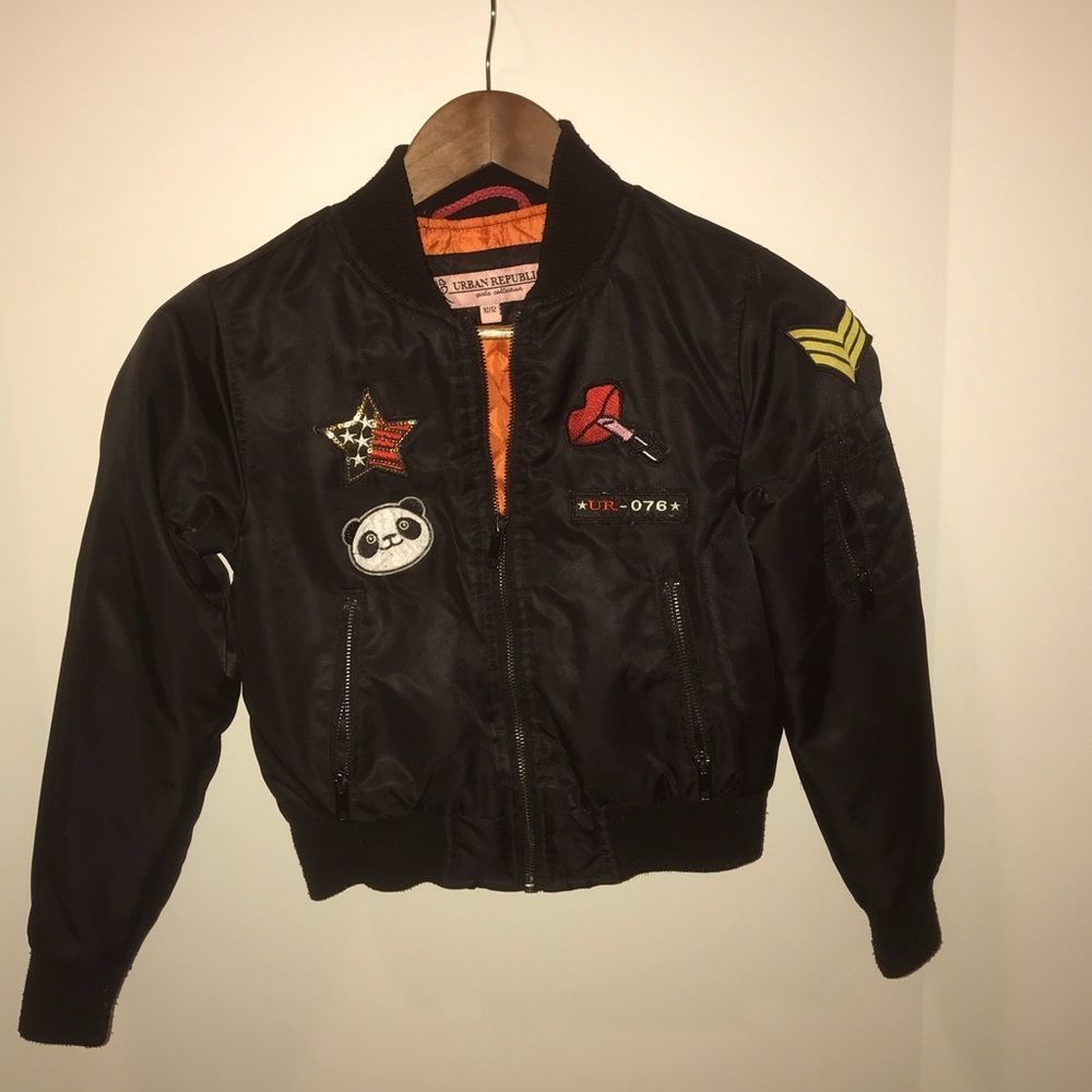 Urban Republic Black Kids Puffer Jacket with Patches